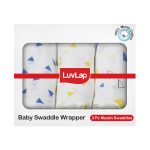 LuvLap Muslin Baby Swaddle (Pack of 3) White – Triangle