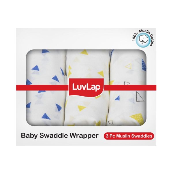 LuvLap Muslin Baby Swaddle (Pack of 3) White - Triangle LuvLap Muslin Baby Swaddle (Pack of 3) White - Triangle