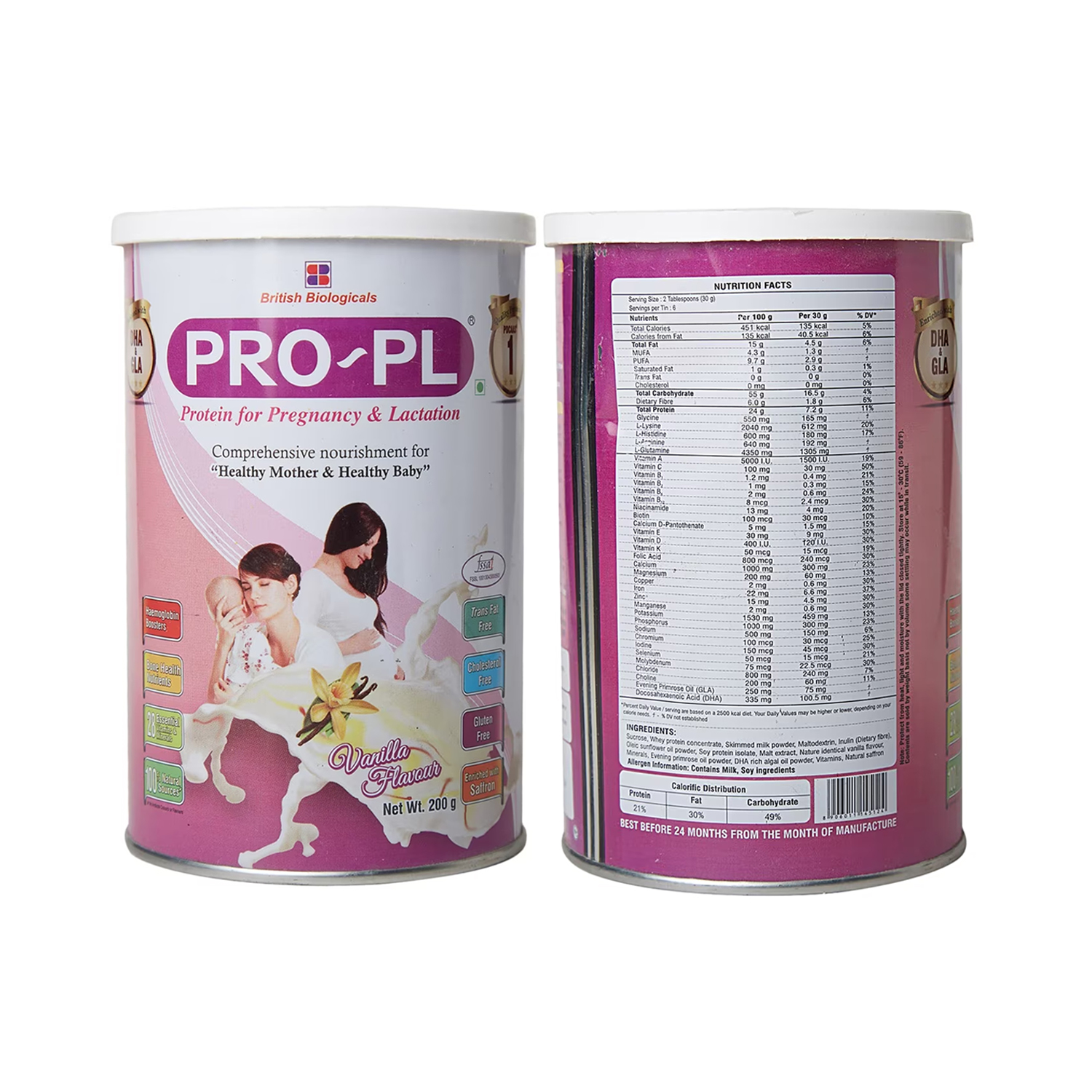 British Biologicals PRO-PL Protein Vanilla Flavoured Powder 200gm