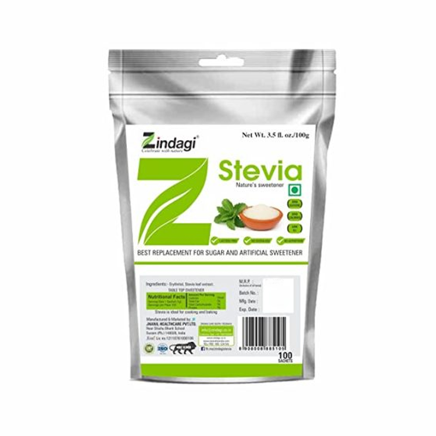 Zindagi Stevia Sachets – 100 Sachets