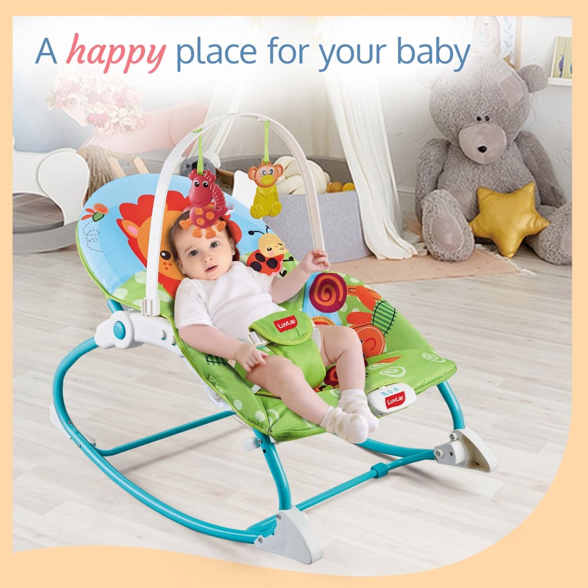 LuvLap Happy Jungle Toddler Rocker cum Bouncer Lion Cureka Online