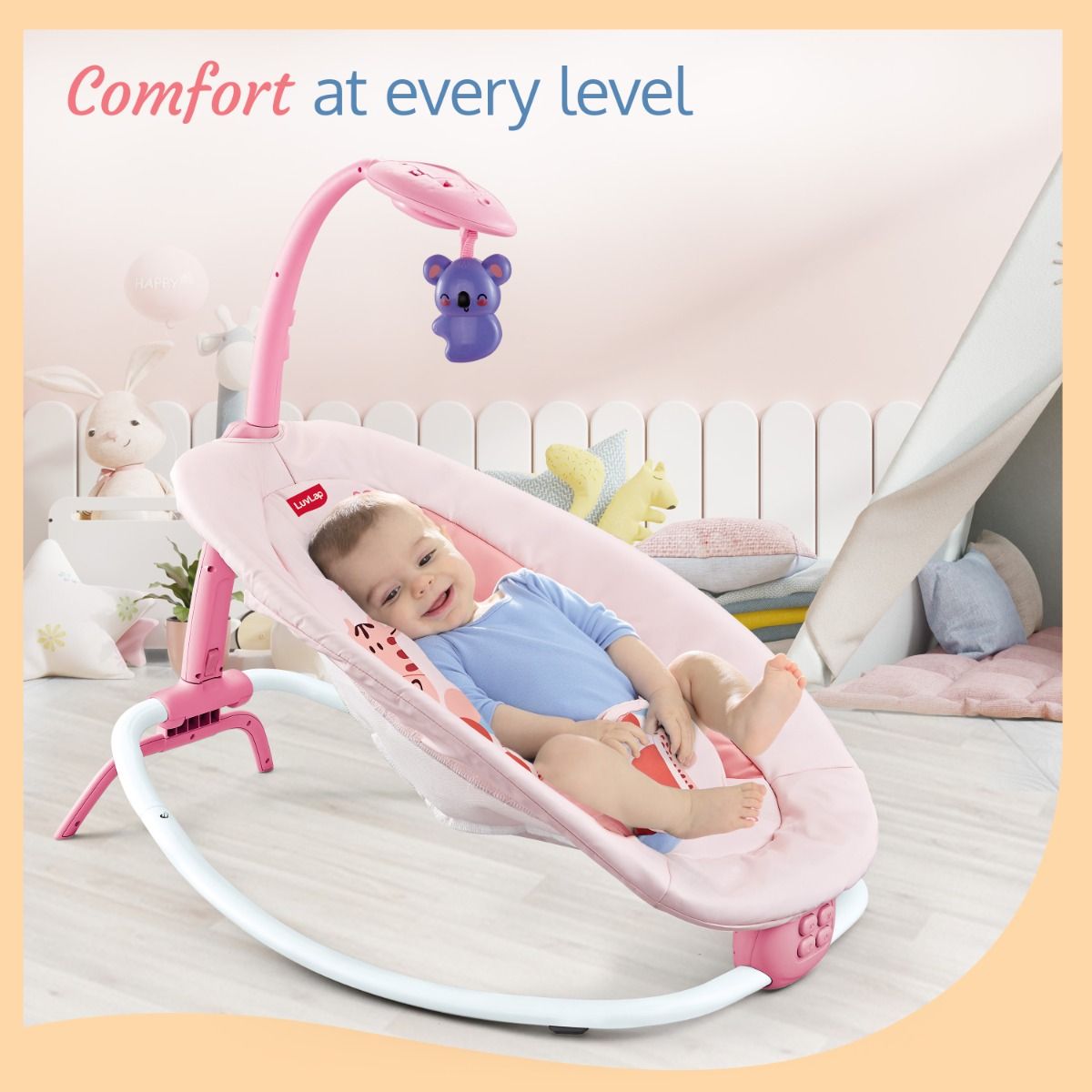 LuvLap Joy N Giggles Baby Rocker Pink Cureka Online Health Care
