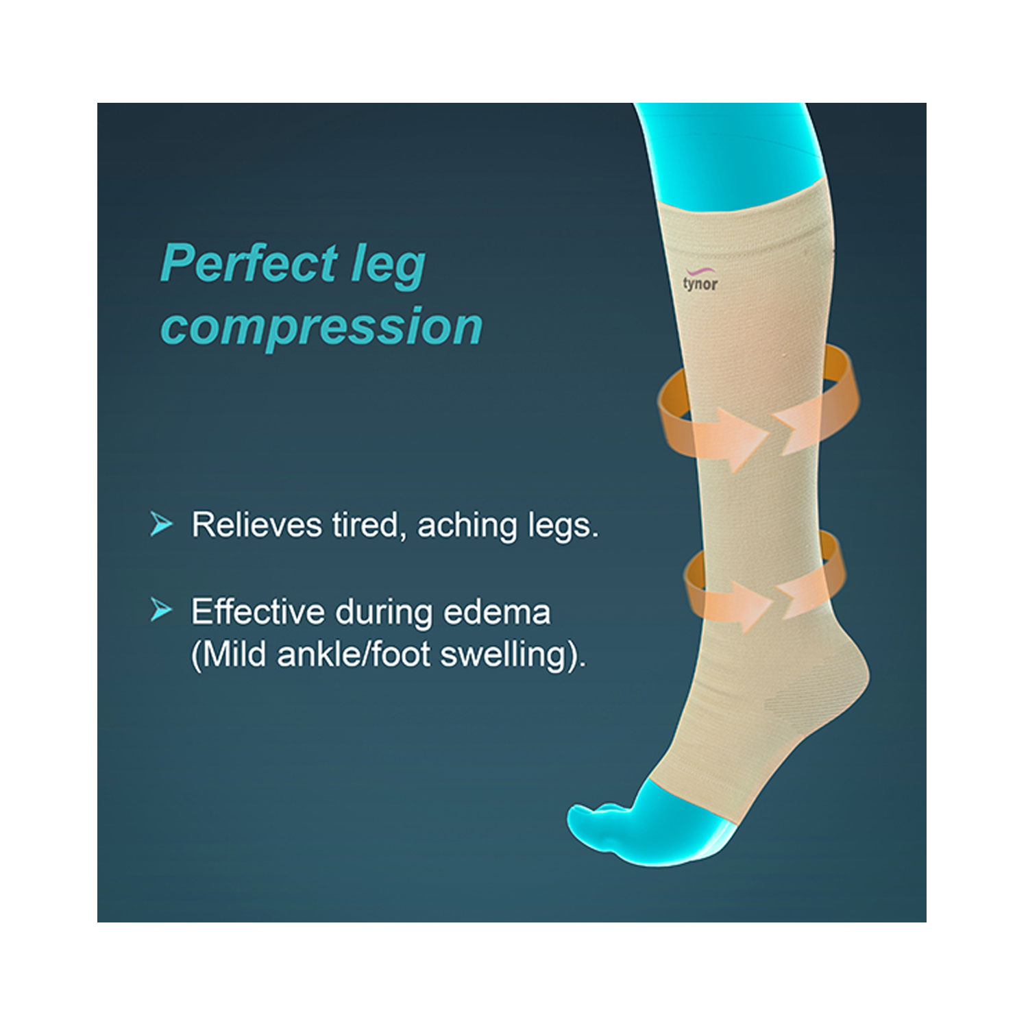 Tynor Compression Garment Leg Below Knee Closed Toe (Pair)