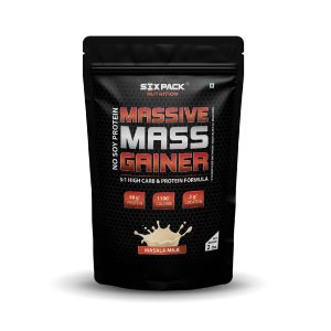 Six Pack Nutrition Massive Mass Gainer Whey Protein Powder Masala Milk Flavour 2lps