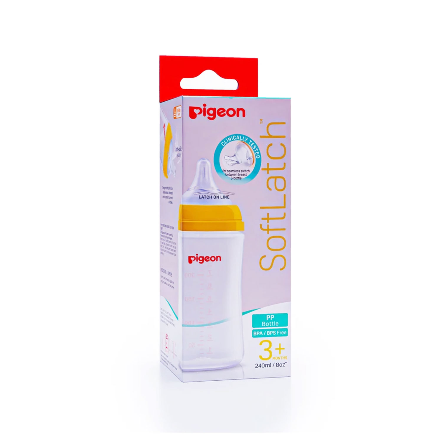 Pigeon Wide Neck (Wn3) Pp Nursing Bottle (Soft Latch) Yellow 240ml