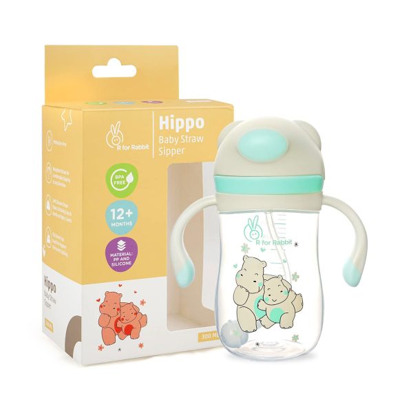R for Rabbit Hippo Baby Straw Sipper 300ml (Green)