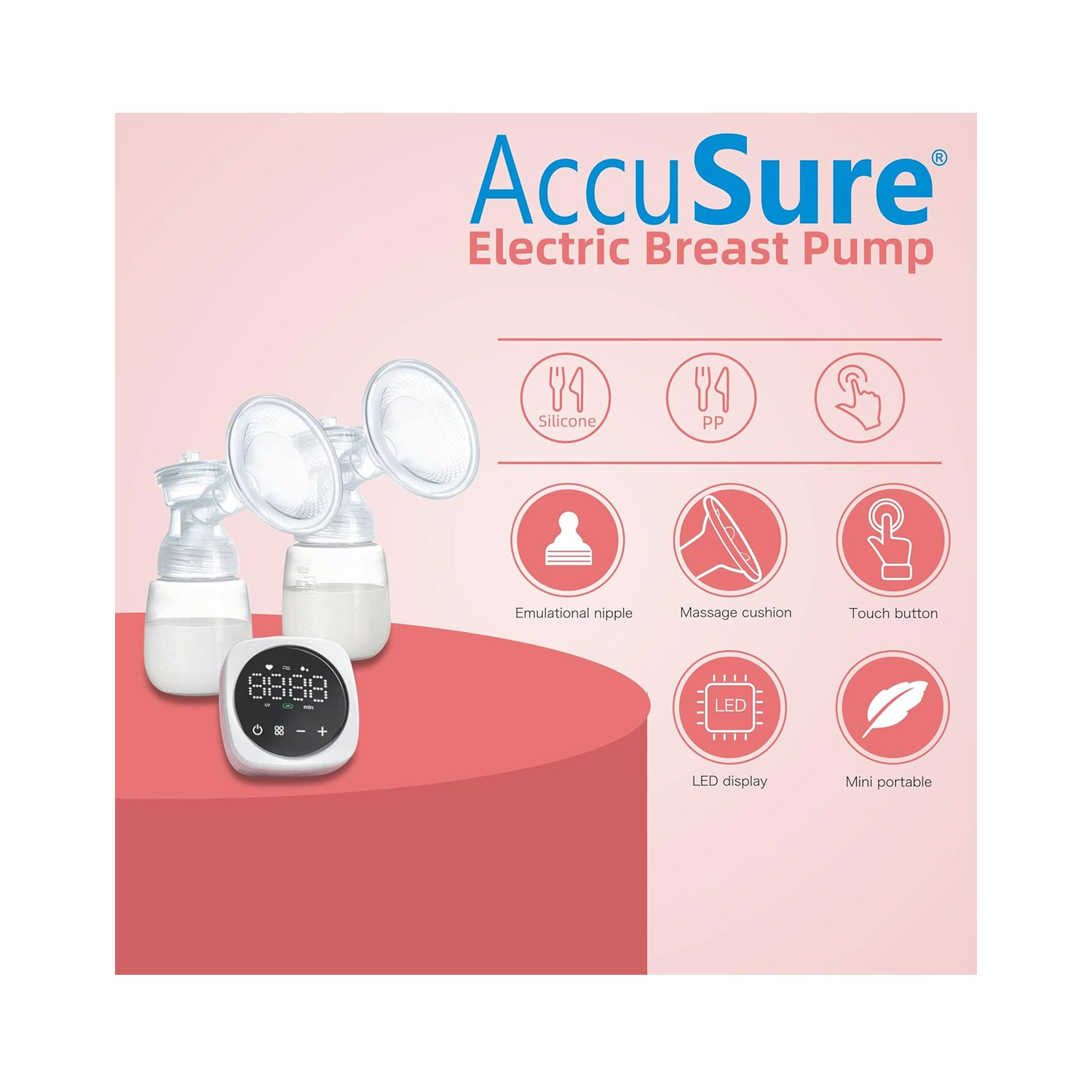 Accusure Double Electric Breast Pump Stimulation with Rechargeable