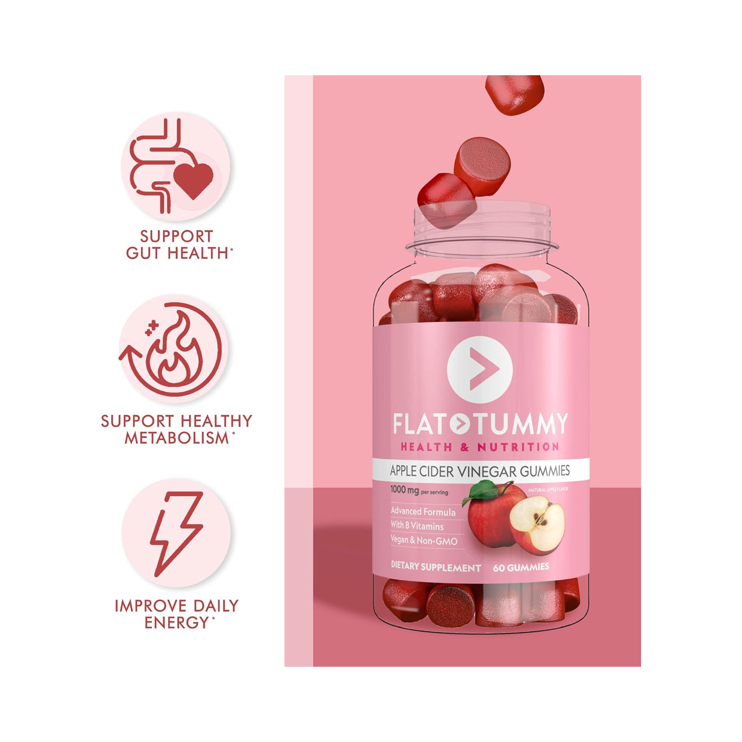 Flat Tummy Apple Cider Vinegar 60 Gummies Cureka Online Health