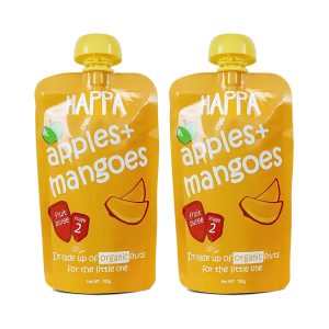 Happa Organic Apple and Mango Puree, Stage 2, 6 Months+ 100g Each (Pack of 2)