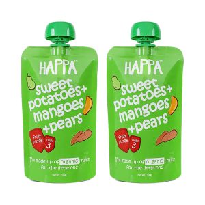 Happa Organic Sweet Potato with Mango and Pear Puree, Stage 3, 8 Months+ 100g Each (Pack of 2)