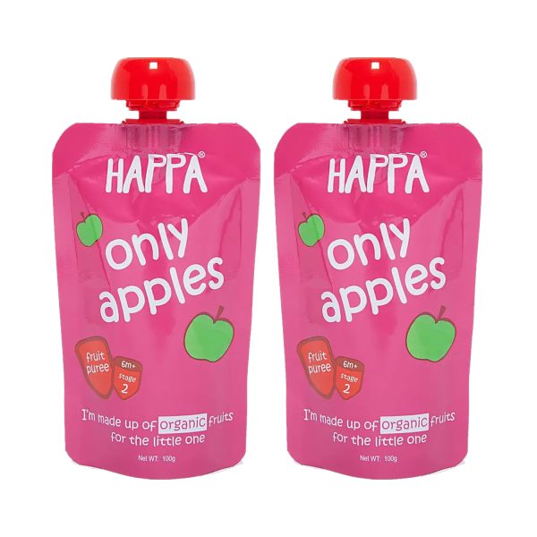 Happa Organic Only Apple Puree, Stage 2, 6 Months+ 100g Each (Pack of 2)