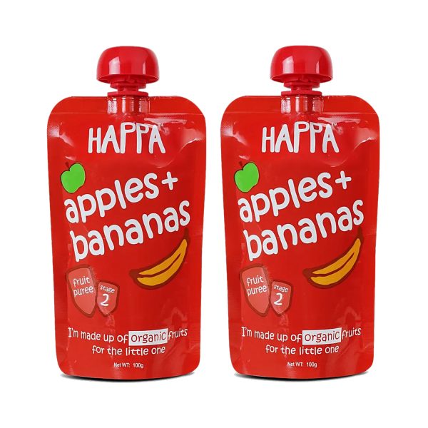 Happa Organic Apple with Banana Puree, Stage 2, 6 Months+ 100g Each (Pack of 2)