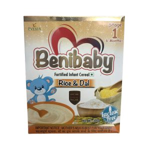 Evexia Benibaby Fortified Infant Cereal Stage 1 for Babies from 6+ Months (Rice and Dal Flavour) 300g