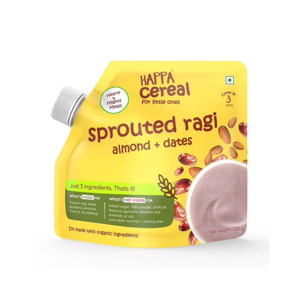 Happa Cereal Sprouted Ragi with Dates and Almond Porridge, Stage 2, 6 Months+ 200g Happa Cereal Sprouted Ragi with Dates and Almond Porridge, Stage 2, 6 Months+ 200g