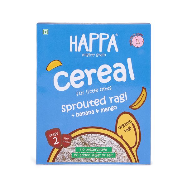 Happa Organic Baby Food Sprouted Ragi + Mango + Banana Porridge Mix Stage 2 - 200g
