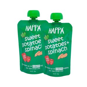 Happa Organic Sweet Potato with Spinach Puree, Stage 2, 6 Months+ 100g Each (Pack of 2)