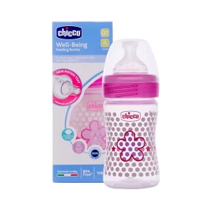 Chicco Well Being Feeding Bottle And Teats Slow Flow 150ml (Pink Girl)