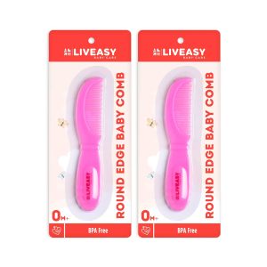Liveasy Orthocare Round Edge Baby Comb Pink (Pack of 2)