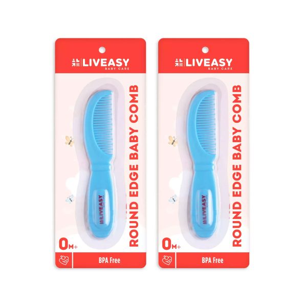 Liveasy Orthocare Round Edge Baby Comb Blue (Pack of 2)