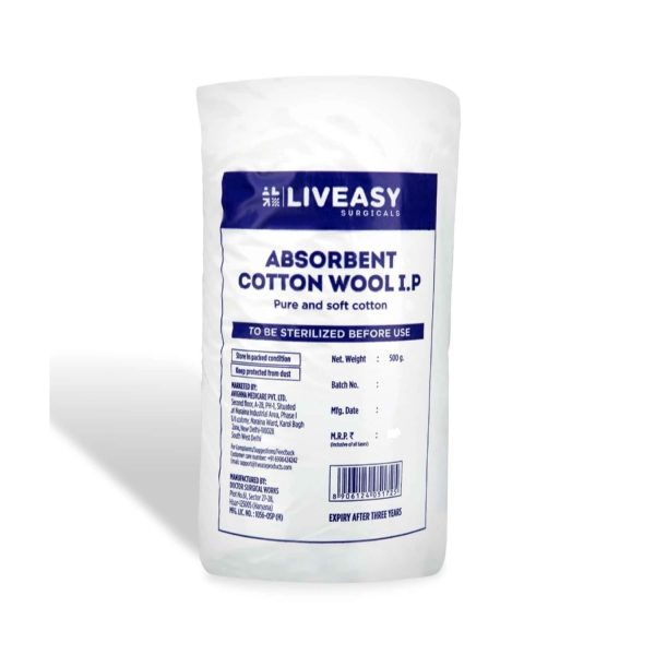 Liveasy Surgicals Absorbent Cotton Wool 500g - Cureka - Online Health Care  Products Shop