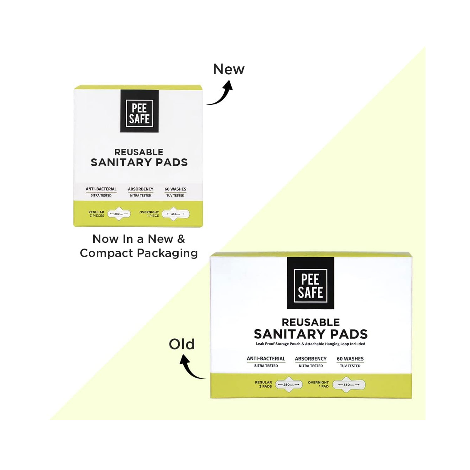 Pee Safe Reusable Sanitary Pads ( 3 Regular, 1 overnight Pad) Cureka Online Health Care