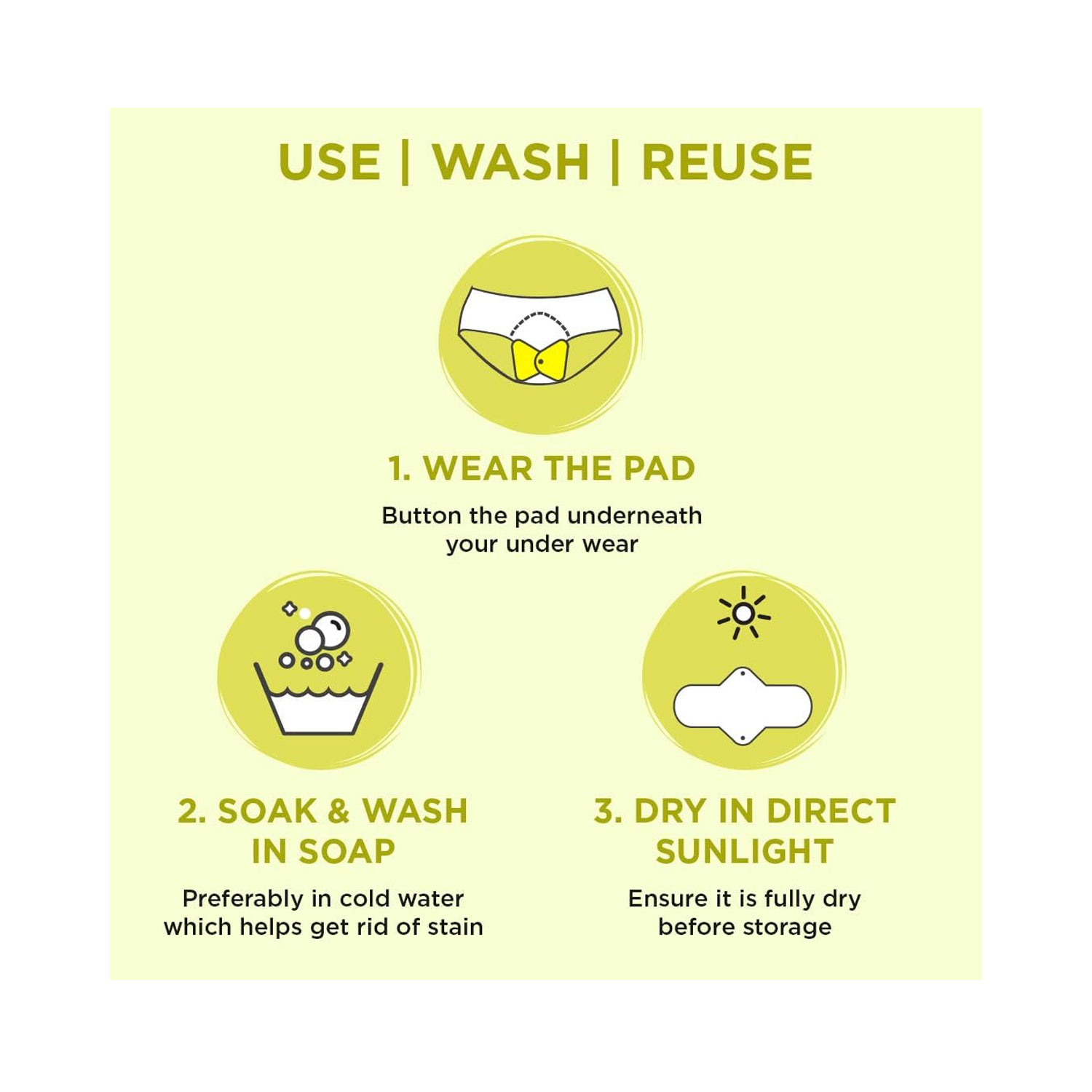 Pee Safe Reusable Sanitary Pads ( 3 Regular, 1 overnight Pad) Cureka