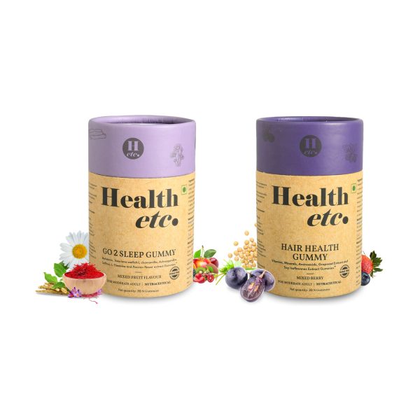 Health etc Hair Health and Go 2 Sleep Gummies (Combo Pack)
