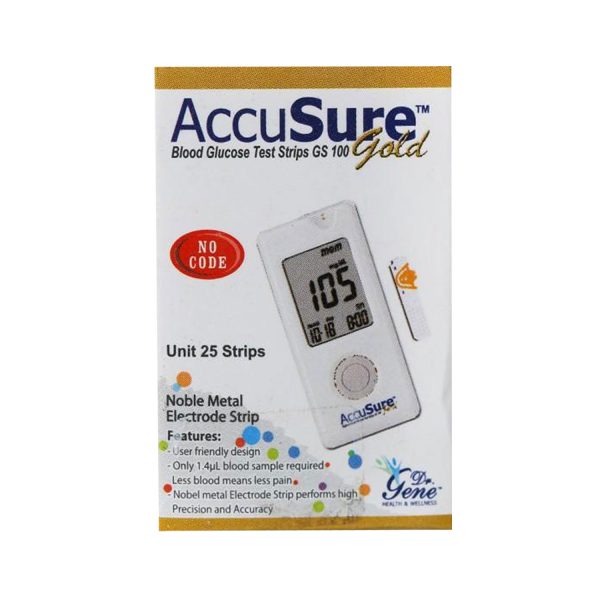 AccuSure Gold Blood Glucose Test Strips (25 Strips)