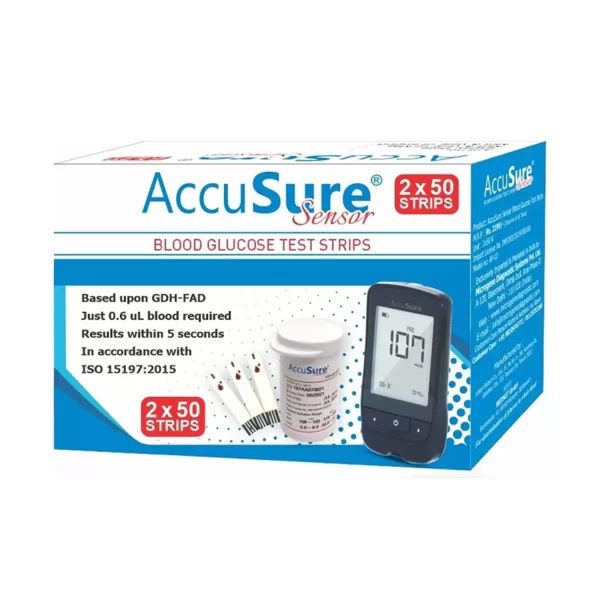 n6 Accusure Sensor glucometer Test Strips 100 Strips