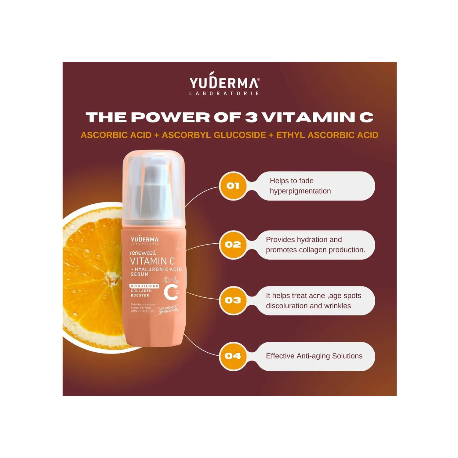 Yuderma Renewcell Vitamin C Hyaluronic Acid Serum 40 ml Cureka