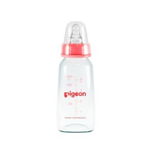 Pigeon Glass Feeding Bottle with 2 Nipples 120 ml (Red)