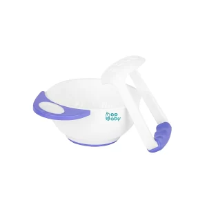 BeeBaby 2 in 1 Mash and Serve Bowl with Handle 3+ Months (Violet)