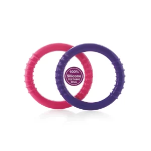 BeeBaby loops / Rings Soft Silicone Teether – Pink and Violet (Pack of 2)