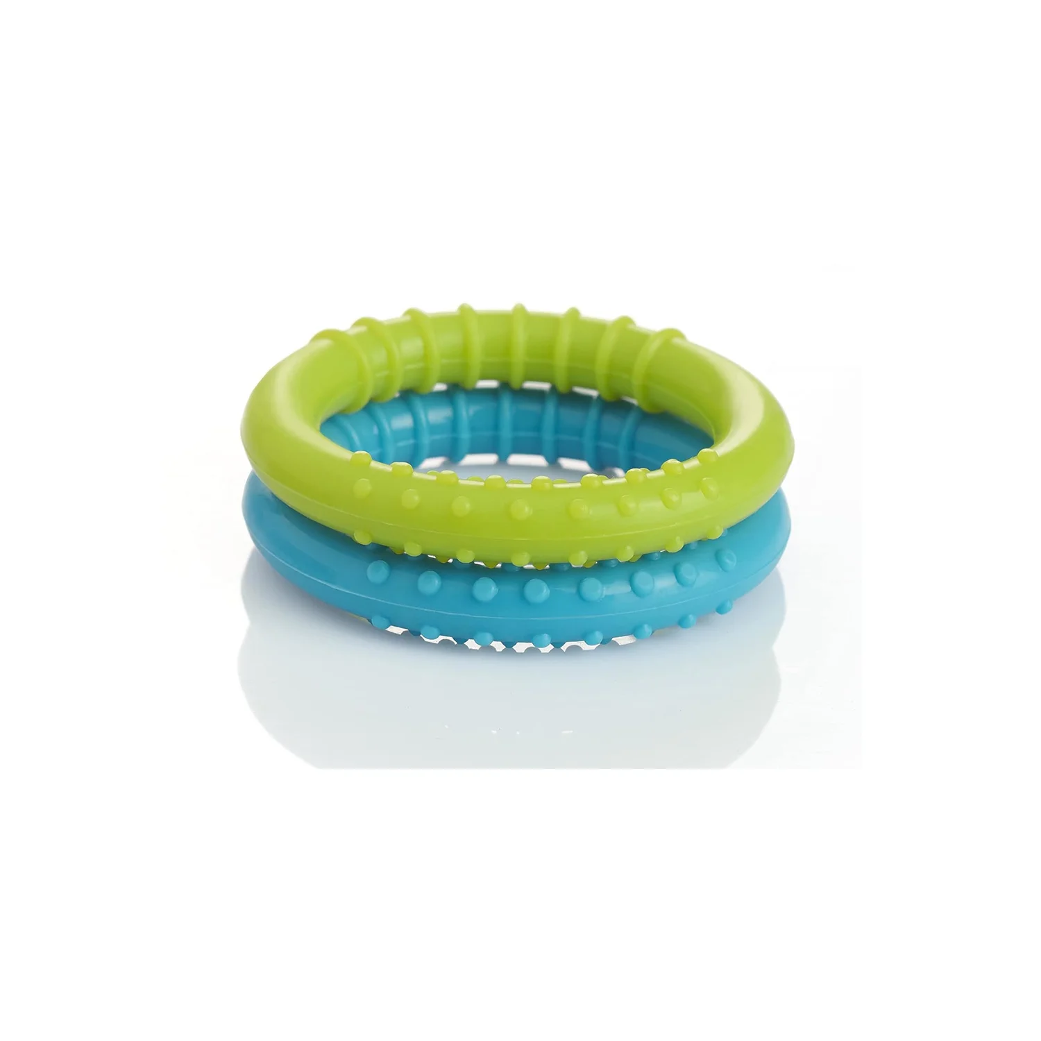 BeeBaby Loops / Rings Soft Silicone Teether (Blue and Green)