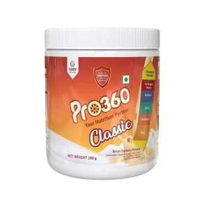 GMN Pro360 Classic Protein Powder Jar Kesar Badam Flavour (200g)