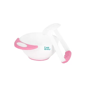 BeeBaby 2 in 1 Mash and Serve Bowl with Handle 3+ Months (Pink)
