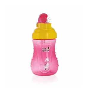 BeeBaby Flippy Soft Silicone Straw Sippy Pink Cup (250ml)