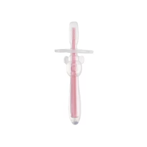 BeeBaby Soft Silicone Toothbrush with Anti-Choking Shield (Pink)