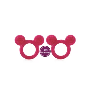 BeeBaby Soft Silicone Teether with Bristles for Babies 3+ Months (Pack of 2) Pink