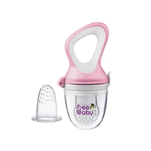 BeeBaby Fresh Silicone Food and Fruit Nibbler with Extra Mesh 3+Months (Pink)