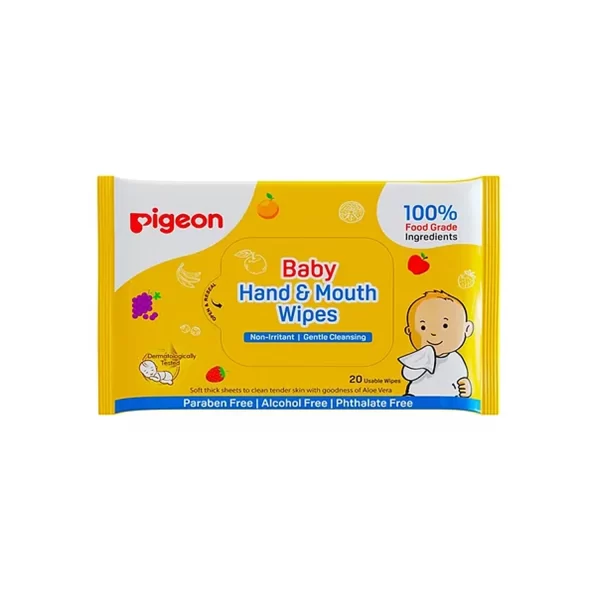 Pigeon Hand and Mouth Wipes 20s, 2 in 1 Wipes