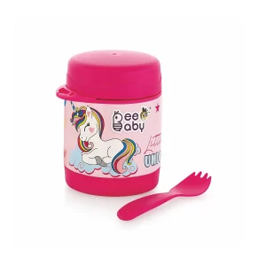 BeeBaby Steelios Double Vacuum Wall Insulated Food Jar Container with Spork (Spoon + Frok) Pink