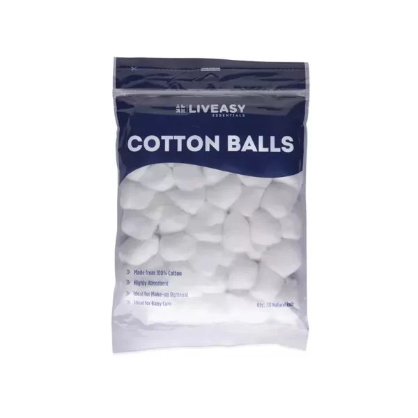 Liveasy Essentials Soft White Cotton Balls – 50 Pieces Liveasy Essentials Soft White Cotton Balls – 50 Pieces
