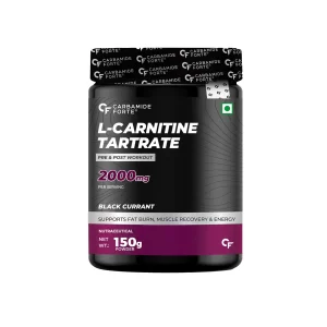 Carbamide Forte L-Carnitine L-Tartrate 2000 mg Pre - Post Workout Supplement Powder Black Currant Flavour - 150g