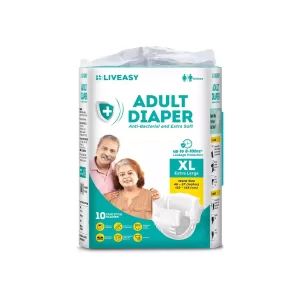 Liveasy Adult Diaper Tape Style XL Waist Size 48-57 Inches (10 Diapers)