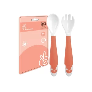 R for Rabbit Safe Feed Duo Spoon Set for Babies from 6+ Months (Orange)