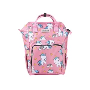 Babyhug Backpack Style Maternity Diaper Bag - Pink and White