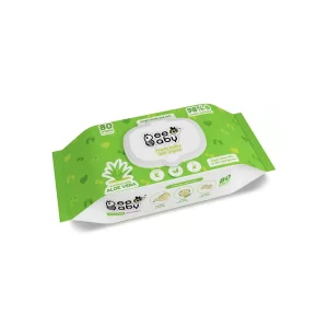 BeeBaby Aloevera Baby Wipes with Plastic Lid (80 Wipes)