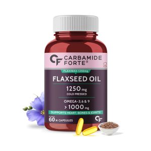 Carbamide Forte Flaxseed Oil 1250mg Cold Pressed Capsules for Heart, Bones, Joints - 60 Capsules
