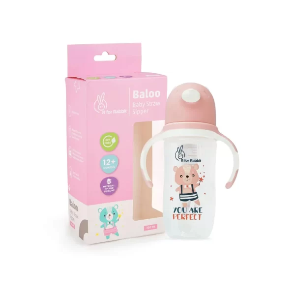 R for Rabbit Baloo Straw Sipper for Babies from 12+ Months - 300ml (Pink) R for Rabbit Baloo Straw Sipper for Babies from 12+ Months - 300ml (Pink)